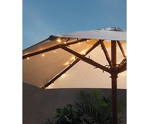 Lights4fun - Ghirlanda luminosa LED da 80 luci per esterni, decorazione da giardino, a batteria, con timer, decorazione per terrazza, ombrellone parasole, illuminazione LED, ombrellone con