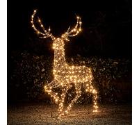 Lights4fun Grande Cervo Luminoso Renna in Rattan Marrone di 2 m a 400 LED Cambia Colore con Timer Decorazione di Natale Figura Natalizia per Interni ed Esterni