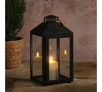 Lights4fun Grande lanterna solare in metallo nero con manico nero | con candela a LED per esterni resistente alle intemperie | giardino balcone terrazza | lampada solare da giardino | altezza 41 cm