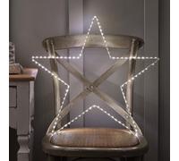 Lights4fun Grande Stella Luminosa da 60 cm a 116 LED Bicolore a Pile con Timer e Telecomando Decorazione Natalizia per Interni