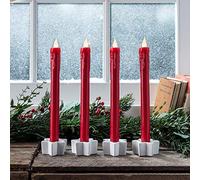 Lights4fun, Inc. Set di 4 candele a LED senza fiamma a batteria con telecomando a cera rossa da 22,9 cm