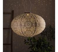 Lights4fun Lanterna Solare Sospesa in Argento Con Motivi Floreali in Stile Marocchina Illuminazione per Esterni
