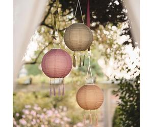 Lights4fun Lucena - Set di 3 lampioni solari con frange, lampade solari per esterni, resistenti alle intemperie, per giardino, balcone, giardino, illuminazione per feste estive, 35 cm