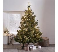 Lights4fun Puntale per Albero di Natale Stella Luminosa con LED Bianchi Caldi e Tenda Luminosa per Arredo Interni