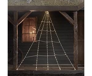 Lights4fun Ragnatela Luminosa di Halloween con 200 LED di Luce Bianca Calda a PIle per Uso in Esterni