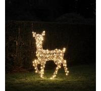 Lights4fun - Renna a LED solare a forma di mucca di cervo L Studley, decorazione natalizia per esterni, giardino, alimentazione solare e plug-in