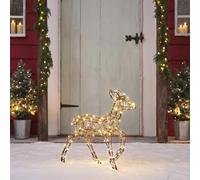 Lights4fun, Renna a LED solare di cervo L Studley, decorazione natalizia per esterni, giardino, alimentazione solare e plug-in