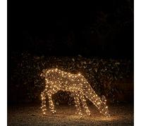 Lights4fun Renna di Natale Luminosa in Rattan da 1.5 m a 350 LED Bicolore con Timer Decorazione Natalizia per Giardino Esterni