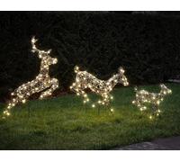 Lights4fun Set di 3 renne a LED per casa, giardino, decorazione natalizia per esterni, con spina di alimentazione