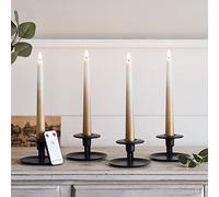 Lights4fun Set di 4 Candele Fine Bronzo Ombré TruGlow® con LED Bianco Caldo a Pile Telecomandate per Uso in Interni