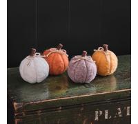 Lights4fun Set di 4 Mini Zucche Decorative in Feltro Decorazione da Tavolo per l'Autunno e Halloween per Interni