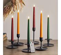 Lights4fun Set di 6 Candele TruGlow® Lunghe e Fine di 22cm in vera Cera Autunnale con LED Bianchi Caldi a Pile e Telecomando per Interni