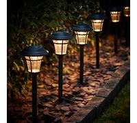 Lights4fun - Set di 6 Luci Solari da Giardino a Lanterna con LED Bianchi Caldi