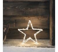 Lights4fun Stella Luminosa 3D da 30 cm in Acrilico con 50 Micro LED Blanco Caldo a Pile con Timer Decorazione Natalizia per Interni ed Esterni