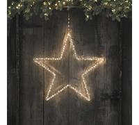 Lights4fun Stella Luminosa da 60 cm In Acrilico da Appendere con 125 micro LED Bianco Caldo a Pile con Timer Decorazione Natalizia per Interni ed Esterni