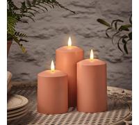 Lights4fun TruGlow® Set di 3 Candele Terracotta con LED Bianco Caldo Senza Fiamma a Pile con Timer e Telecomando Resistente alle Intemperie Decorazione per Esterni