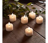 Lights4fun - TruGlow® Set di 6 Candele Tealight LED a Pile in Cera d'Avorio Con Stoppino e Fiamma Realistica