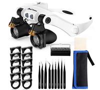 Lightswim Lente d'Ingrandimento per Archetto con Luce a LED, Lenti d'Ingrandimento con Testa a Mani libere 2 luci a LED Lenti intercambiabili 3X 4X 5X 6X 7X 10X 15X per Leggere Artigianato