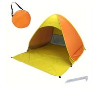 Lightweight And Durable Portable Pop-up Beach Tent To Protect You From The Sun Includes 6 Floor Nails(Double-fami - Orange)