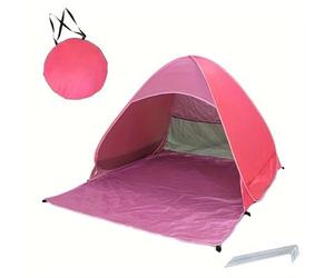 Lightweight And Durable Portable Pop-up Beach Tent To Protect You From The Sun Includes 6 Floor Nails(Double-family - Red)