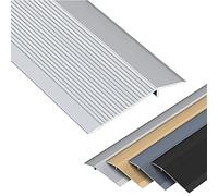 Lightweight Carpet & Floor Edging Trim Strip,Extra Wide Floor Transition Threshold Strip, Reducer Flute for Laminate Vinyl Flooring/Kitchen/Bathroom(Silver,Length 1.4m/55 in)