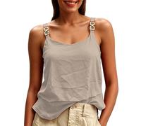 Lightweight Layered Cake Lace Tank Top for Breathable Summer Sleeveless Camisole with Double Layer Design for Daily Wear (Khaki, XXXXL)