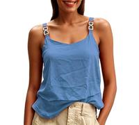 Lightweight Layered Cake Lace Tank Top for Breathable Summer Sleeveless Camisole with Double Layer Design for Daily Wear (Blue, M)
