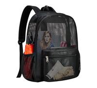 Lightweight Mesh Backpack - Borsa da spiaggia trasparente, comoda tracolla | Semi See Through College Student Tote Travel Summer Sport Swimming Pool Outdoor Gym Lightweight Bag