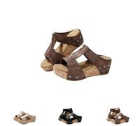 Lightweight Wedges Sandals for Women Orthopedic Zipper Thick Sole Women's Thick Sole Comfy Leather Wedge Non-slip (1PCS/C, Adulto, Donna, 43, Numero, Sistema Taglie Calzature EU, Media)