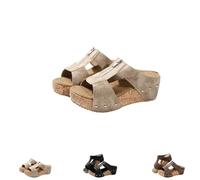 Lightweight Wedges Sandals for Women Orthopedic Zipper Thick Sole Women's Thick Sole Comfy Leather Wedge Non-slip (1PCS/A, Adulto, Donna, 43, Numero, Sistema Taglie Calzature EU, Media)
