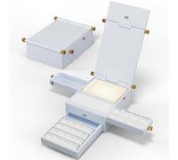 LIGHTWISH Scatola per acquerelli da viaggio, kit per acquerello portatile tutto in uno con 24 griglie vuote rimovibili, tavolozza in ceramica fatta a mano, tazza per acquerello e interfaccia