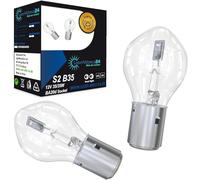LIGHTWORLD24 BA20d S2 35/35W 12V Faro alogeno per moto, super luminoso, anabbagliante e abbagliante, per scooter, motorino, ciclomotore, lampadina Bilux, confezione da 2
