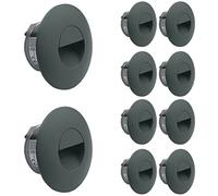 LIGHTWORLD24 Illuminazione LED per Scale da Interno ed Esterno - Set 10 Faretti da Incasso a Muro IP65, 230V, Luce per Gradini, Applique da Parete GRIGIA