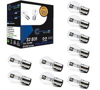 LIGHTWORLD24 - Set 10 Lampadine Alogene BA20d S2 35/35W 12V per Moto e Scooter - Super Luminose, Luce Abbagliante e Anabbagliante, Compatibili con Motorino e Scooter - Lampadine Bilux