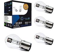 LIGHTWORLD24 - Set 4 Lampadine Alogene BA20d S2 35/35W 12V per Moto e Scooter - Fari Super Luminosi, Luce Abbagliante e Anabbagliante, Compatibili con Motorini e Scooter - Lampadine Bilux