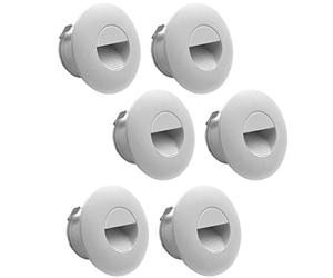 LIGHTWORLD24 Set 6 Faretti LED da Incasso da Parete Esterni, Rotondi, Alluminio Bianco, 230V, 2W, IP65, Luce Neutra 4000K - Illuminazione da Muro per Scale e Giardino