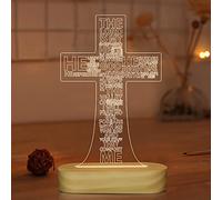 Lightzz Gesù Croce 3D Luce Notturna Cristo Luce Ottica Illusione Luci Caldo Bianco In Legno Fatto A Mano The Lord Desk Lampade Camera Decorazione Casa Natale Compleanno Pasqua Regali