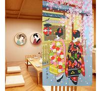 LIGICKY Giapponese Noren Tenda Ristorante Lungo Curtain Doorway Curtains Corridoio Decorazione Domestica (Ukiyo-e Kyoto Miyako Odor,DueGeisha,85 * 150cm)