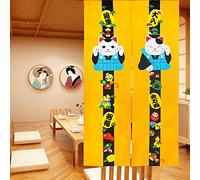 LIGICKY Noren - Tenda lunga da appendere per porta, in stile giapponese, 85 x 150 cm, colore: Giallo (gatto della fortuna)