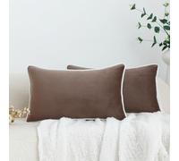 LIGICKY Set di 2 federe decorative di lusso, in velluto, morbide, decorative, semplici, rettangolari, per soggiorno, divano, camera da letto, auto, marrone, 30 x 50 cm
