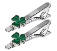 LIGIGWASH 2 fermacravatta a forma di trifoglio irlandese: fermacravatta a forma di trifoglio verde - regalo per la festa del papà, fidanzato e marito - decorazione per feste e bar per abiti da sposo