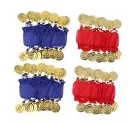 LIGIGWASH 2 Paia Bracciali per Danza del Ventre in Rosso e Blu Reale Polsini con Paillettes per Donne e Ragazze Accessori Costume Indiano per Festival e Spettacoli