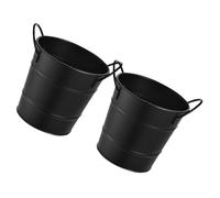 LIGIGWASH 2 Pezzi Secchio Di Stoccaggio Secchiello Per Merenda Piccoli Secchielli Per Matite Mini Secchiello Per Il Ghiaccio Secchio Di Portaoggetti in Metallo Ferro Da Stiro Black