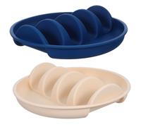 LIGIGWASH 2 Pezzi Taco Holder Plates Silicone con Divisori Integrati Antiscivolo e Riutilizzabili Portata per Feste e Cene Famiglia Supporto per Tortillas e Tacos Resistente Al Bianco e Blu