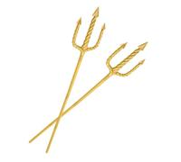 LIGIGWASH 2 Pezzi Tridente Dorato di Nettuno Punte Arrotondate, Accessorio per Costume da Halloween e Cosplay da Diavolo, Bastone Leggendario per Feste e Spettacoli Teatrali