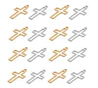 LIGIGWASH 20 Pezzi Ciondoli Croce in Acciaio Inossidabile Mini Pendenti Cristiani Hollow Gesù Crocifisso per Bracciali Portachiavi Collane Fai da Te