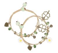 LIGIGWASH 2pezzi Bracciali Donna Stile Etnico Vintage Con Ciondolo Forma Di Foglia Quattro Lobi Leggeri e Resistenti Catena Da Polso Elegante Per Ragazze e Amiche