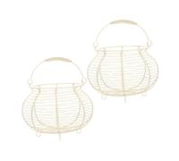 LIGIGWASH 2pezzi Cestini Portauova in Filo Manico Per Raccogliere Uova Fresche Di Pollo e Cestino in Metallo Per Uova Sul Piano Di Della Cucina e Organizzazione Casa Bianco