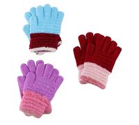LIGIGWASH 3 Paia Guanti Invernali Maglia Morbida Full Finger Caldi e Protettivi per Ragazzi e Ragazze Colore Casuale