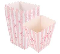 LIGIGWASH 30 Pezzi Sacchetti Popcorn Shower con Fiocco Rosa e Strisce Contenitori Carta per Popcorn Freschi Scatole Decorativa per Feste Serate Cinema e Dolci Party